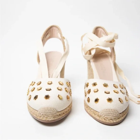 NWOB Stuart Weitzman Marguerita Stars Wedge Espadrilles 10.5 - Picture 3 of 7